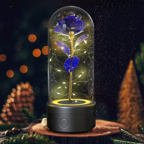 Creative 2 In 1 Rose Flowers LED Light And Bluetooth-compatible Speaker  Gift Rose Luminous Night Light Ornament In Glass Cover - Image 4