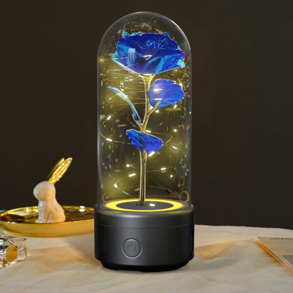 Creative 2 In 1 Rose Flowers LED Light And Bluetooth-compatible Speaker  Gift Rose Luminous Night Light Ornament In Glass Cover - Image 7