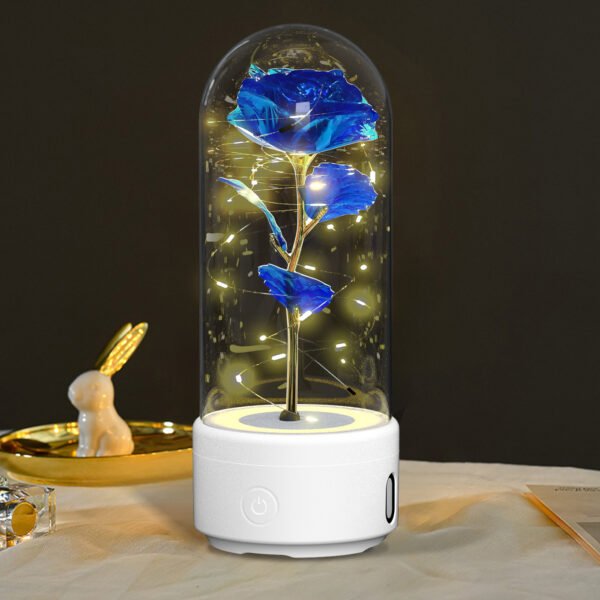 Creative 2 In 1 Rose Flowers LED Light And Bluetooth-compatible Speaker  Gift Rose Luminous Night Light Ornament In Glass Cover - Image 8